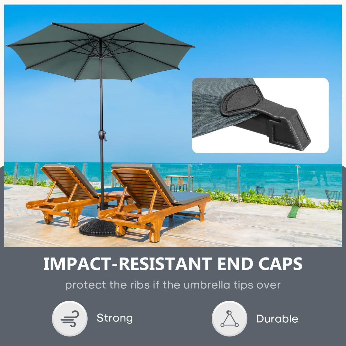 Abba Patio 7.5FT Lyon Outdoor Patio Umbrella Outdoor Table Umbrella with Push Button Tilt and Crank Market Umbrella 6 Sturdy Ribs UV Protection Waterproof for Garden Deck Backyard Pool Grey Father Jim Norris notebooks