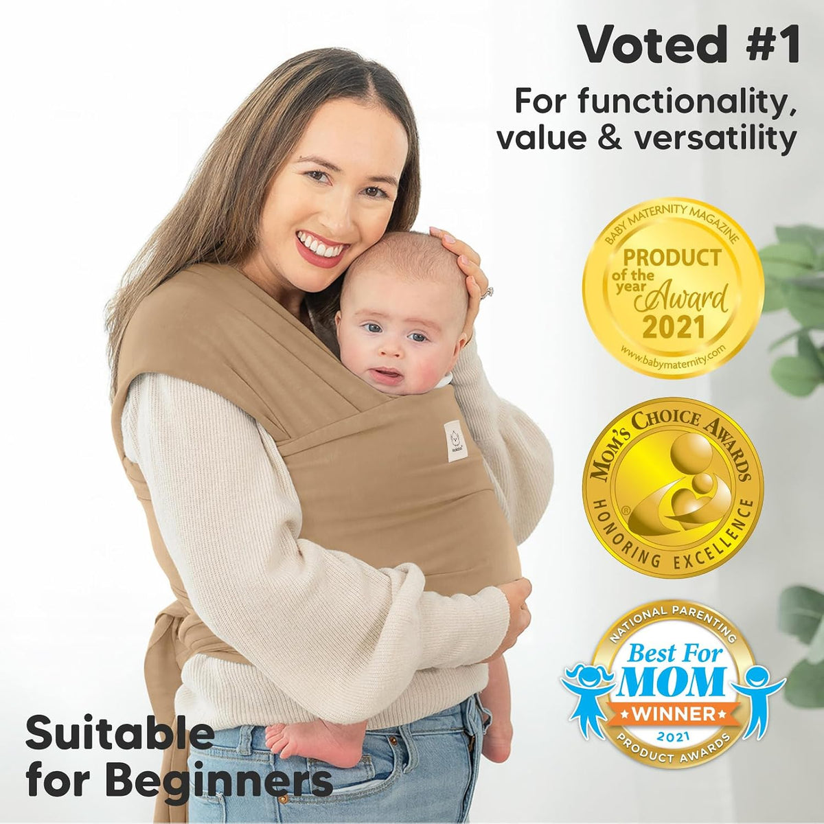 KeaBabies Baby Wrap Carrier, All in 1 Original Baby Carrier, Trendy Black