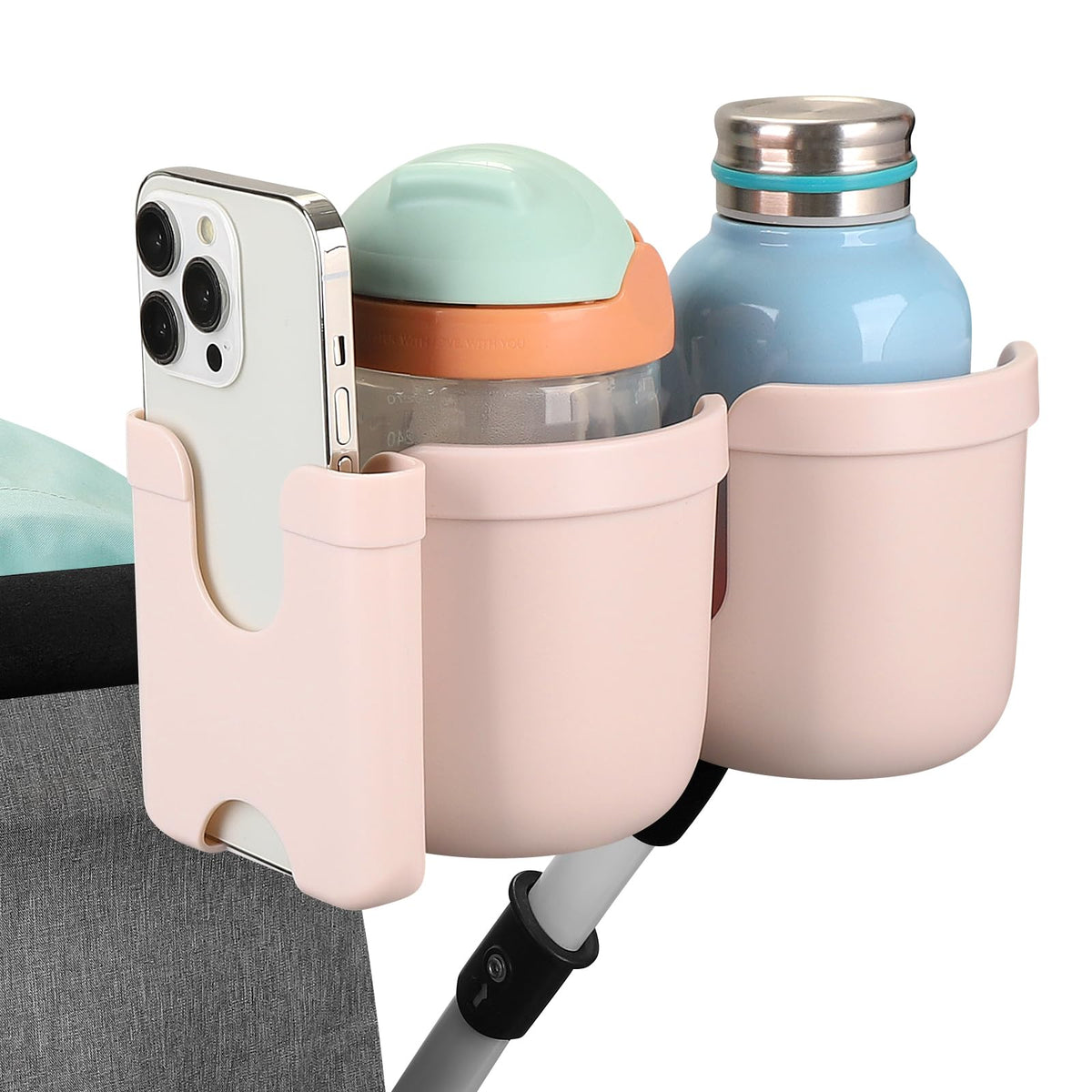 Accmor Stroller Cup Holder with Phone Holder, Bike Cup Holder, Walker Scooter Wheelchair Cup Holder Attachment, Universal Cup Holder for Uppababy Graco Strollers
