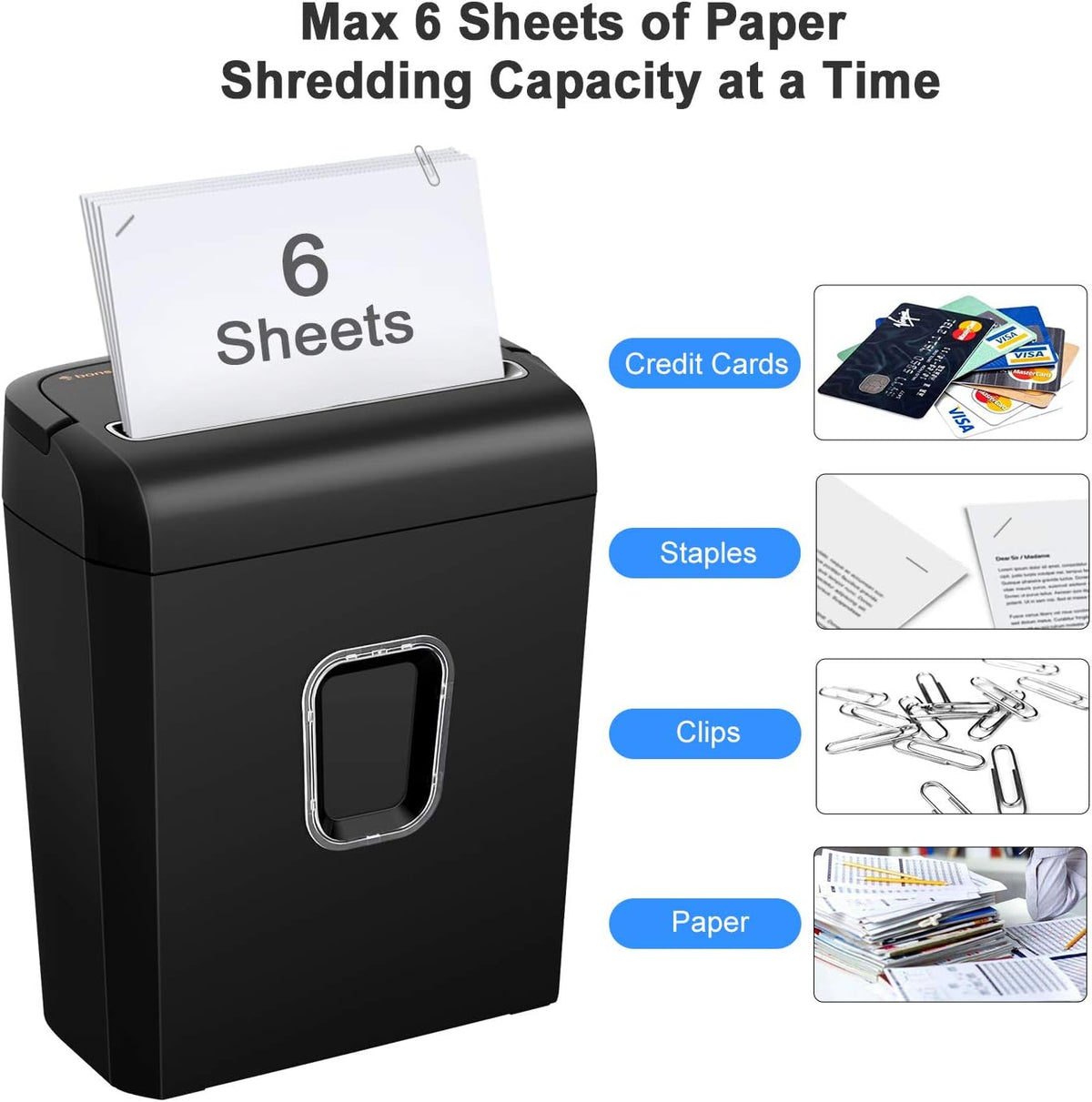 Bonsaii 6-Sheet Micro Cut Paper Shredder for Home, High Security Level P-4 Father Jim Norris notebooks