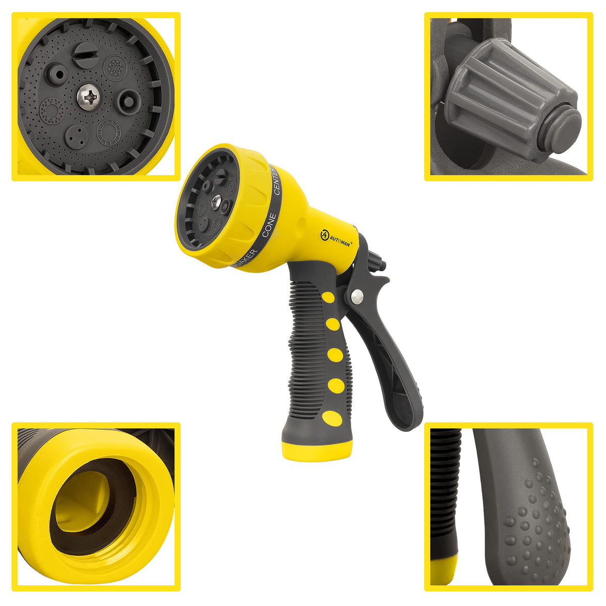 AUTOMAN Garden Hose Nozzle, Water Hose Sprayer Nozzle with 7 Adjustable Watering Patterns, Slip Resistant for Watering Plants, Lawn& Garden, Washing Cars, Cleaning, Showering Pets & Outdoor Fun. Father Jim Norris notebooks
