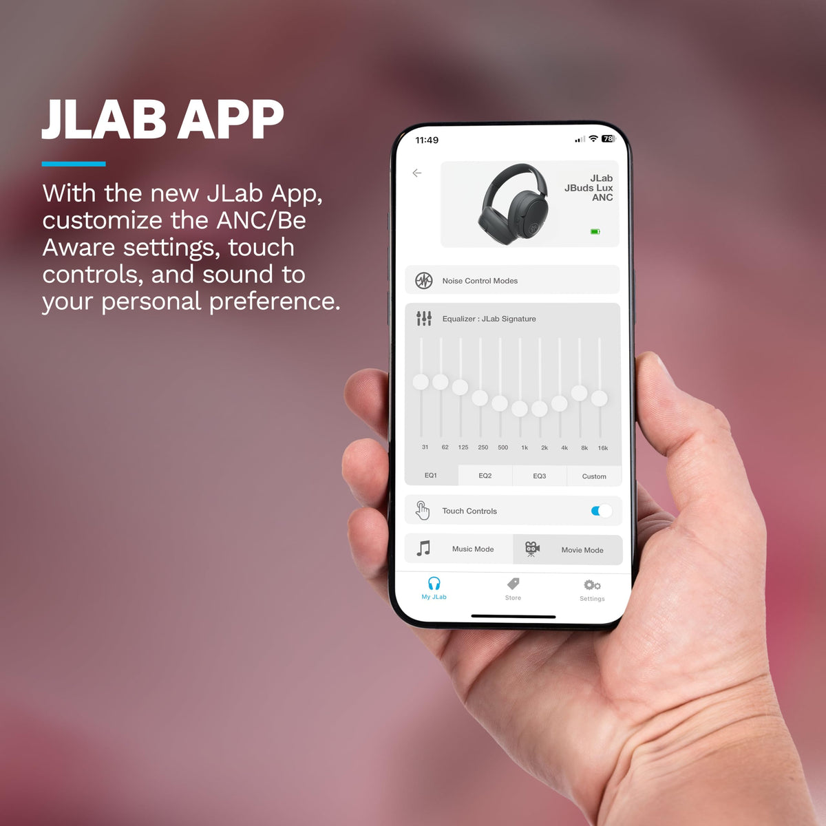 JLab JBuds Lux ANC Wireless Over-Ear Headphones, Limited Edition Navy Father Jim Norris notebooks