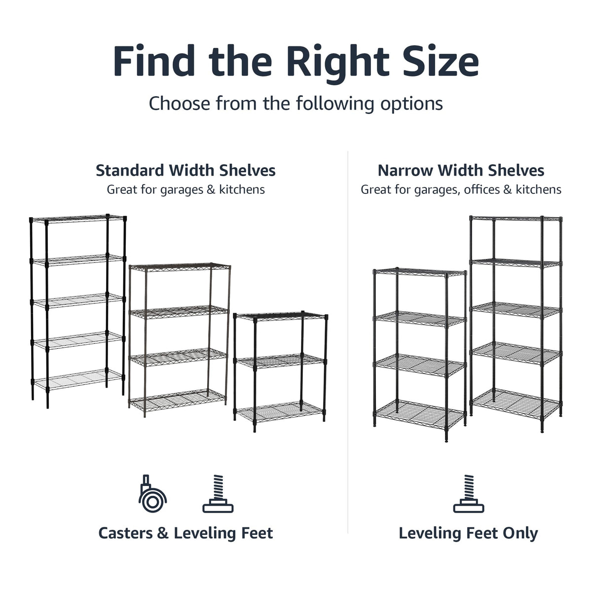 Amazon Basics 5-Shelf Adjustable Heavy Duty Steel Wire Storage Shelves for Garage