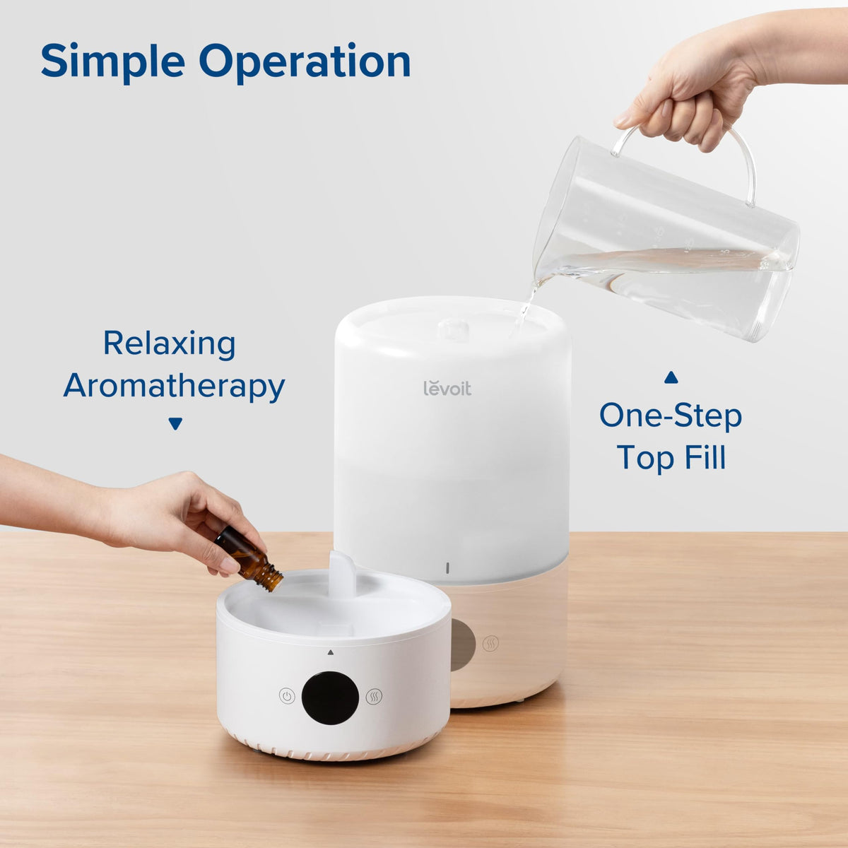 Levoit Humidifiers for Bedroom, Dishwasher Safe, Blue Light-Safe, 3.2L