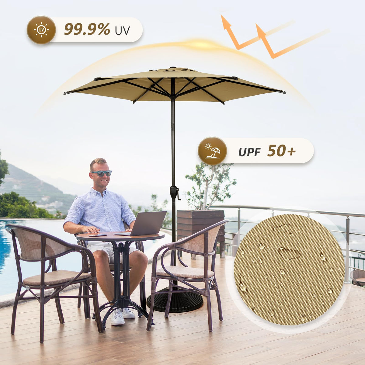 Abba Patio 7.5FT Lyon Outdoor Patio Umbrella Outdoor Table Umbrella with Push Button Tilt and Crank Market Umbrella 6 Sturdy Ribs UV Protection Waterproof for Garden Deck Backyard Pool Grey Father Jim Norris notebooks