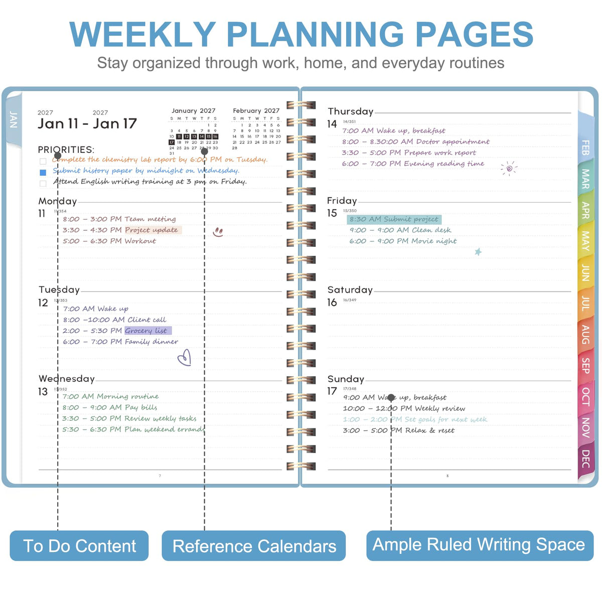 2027 Planner, Weekly and Monthly Calendar Planner Book, A5(6.3'' x 8.5'') Father Jim Norris notebooks