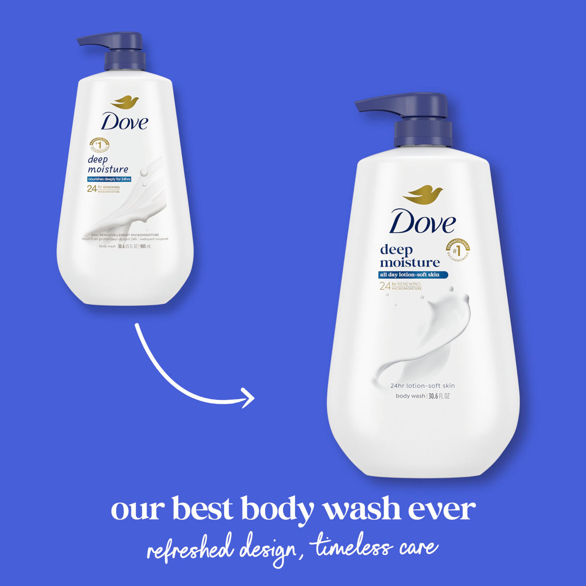 Dove Body Wash with Pump with Skin Natural Nourishers Instantly Soft Skin and Lasting Nourishment Deep Moisture Cleanser Effectively Washes Away Bacteria While Nourishing Your Skin 30.6 oz (Pack of 3)