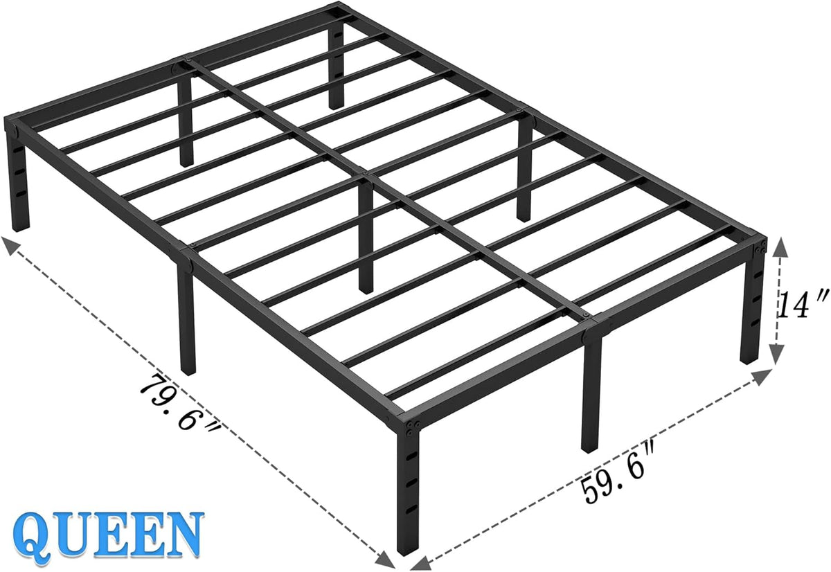 NEW JETO Metal Bed Frame,Queen Size Bed Frame with Storage Space,14 Inch