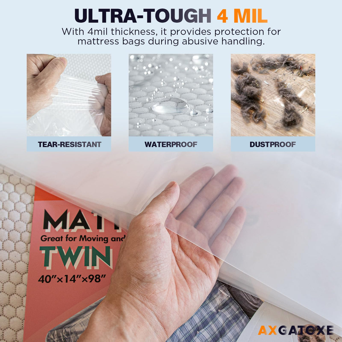 Plastic Mattress Bag for Moving Storage, King Size (1.5MIL)