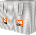 Lifewit 80L Large Laundry Baskets, Laundry Hampers Bags, 2 Pack, Grey
