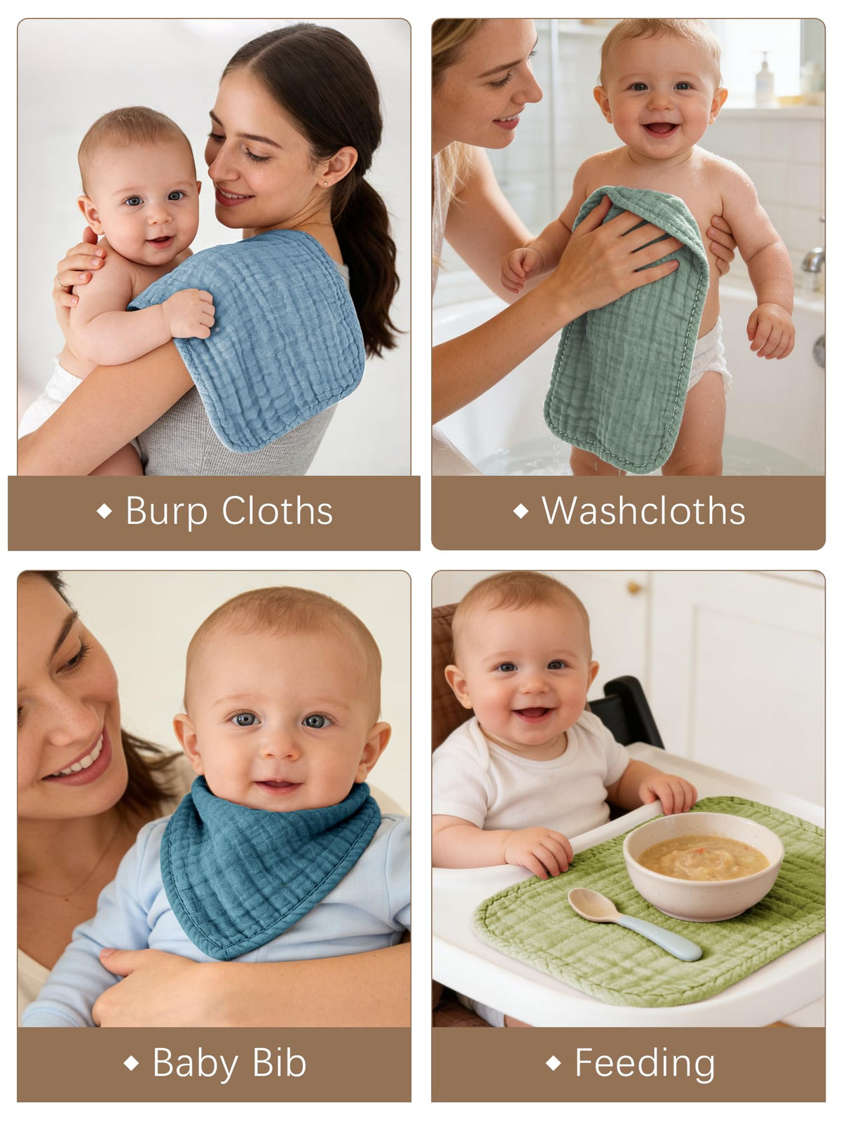 Lovely Care 12 Pack Muslin Burp Cloths 100% Cotton Muslin Cloths Large 20''x10'' Extra Soft and Absorbent Baby Burping Cloth - White