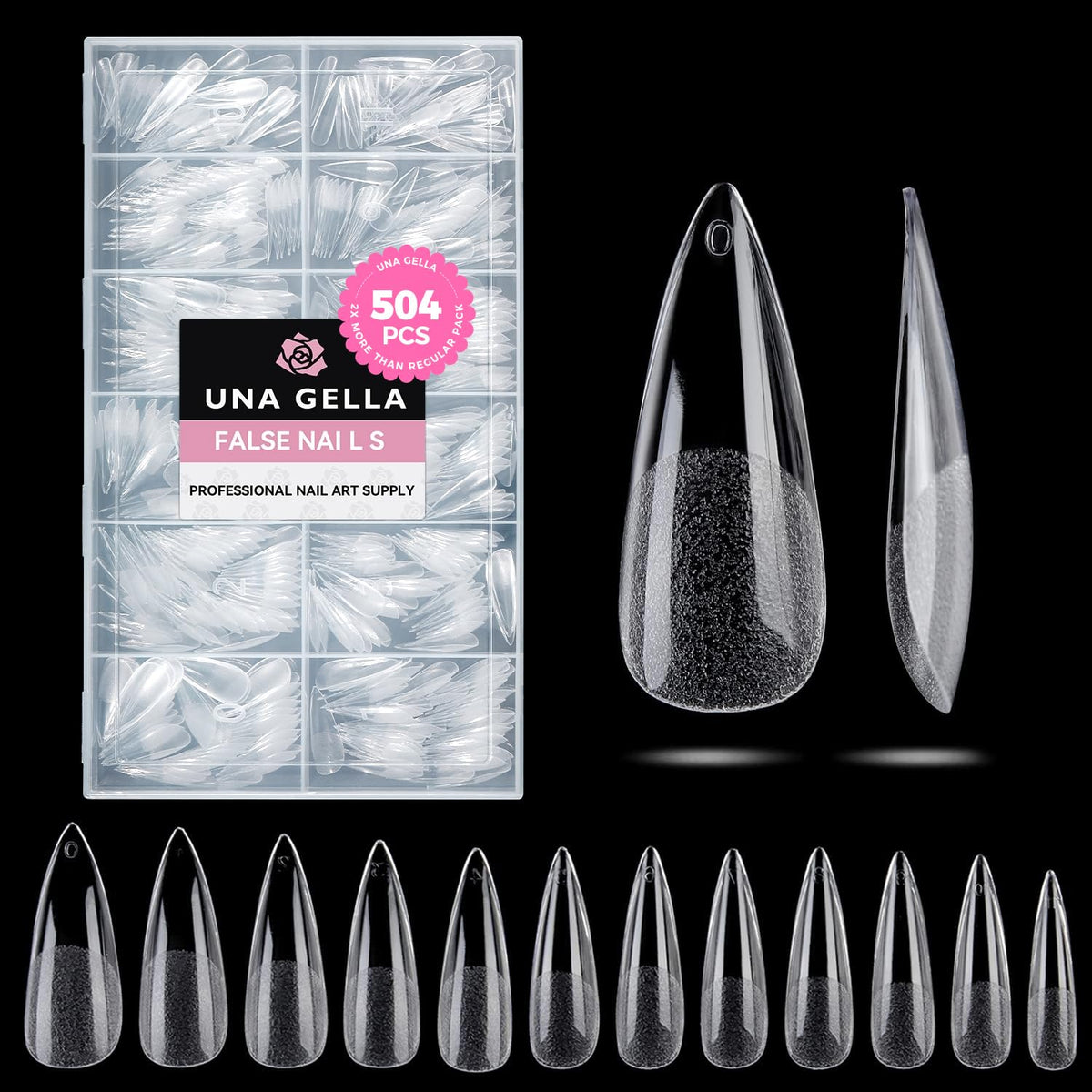 UNA GELLA Short Almond Nail Tips 504PCS Short Fake Nails Soft Press Ons
