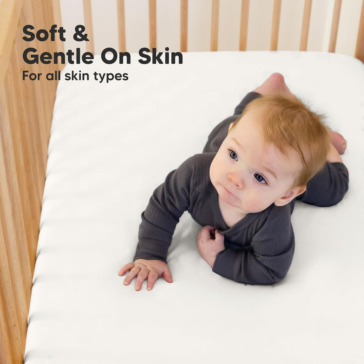 KeaBabies 2pk Organic Cotton Crib Sheets for Boys Girls 52x28, ABC Land Sky