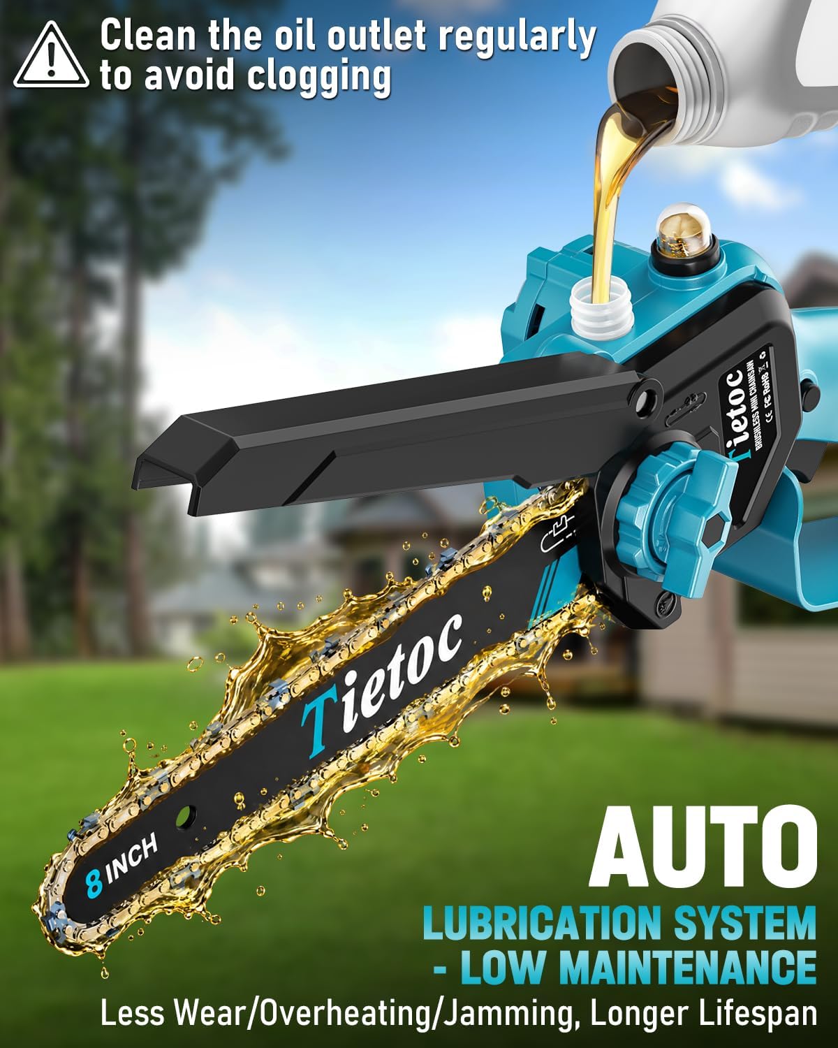 TIETOC 2-in-1 Brushless Pole Saw for Tree Trimming – 8" Mini Electric Chainsaw with 2×4000mAh Batteries, Auto Oiling, Tool-Free Adjustment,Cordless Battery Powered Saw for Home Garden Branch Cutting Father Jim Norris notebooks