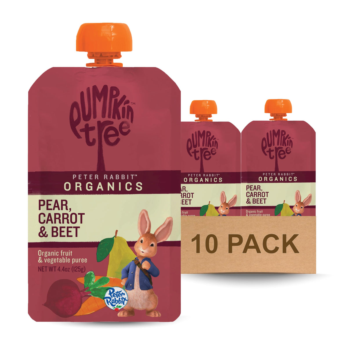 Pumpkin Tree Peter Rabbit Organics Strawberry and Banana Pure Fruit Snack, 4 Ounce (Pack of 10)