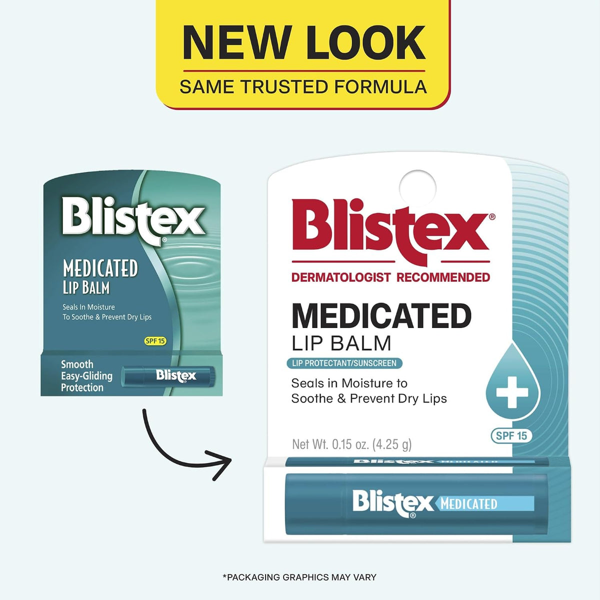 Blistex Medicated Mint Lip Balm SPF 15, 24 Hr Moisture, 0.15 oz, 3 Count