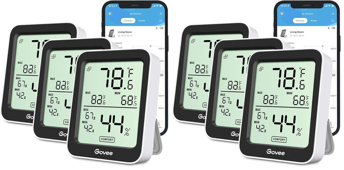 Govee Indoor Hygrometer Thermometer 2Pack H5075 with Bluetooth App Control Father Jim Norris notebooks