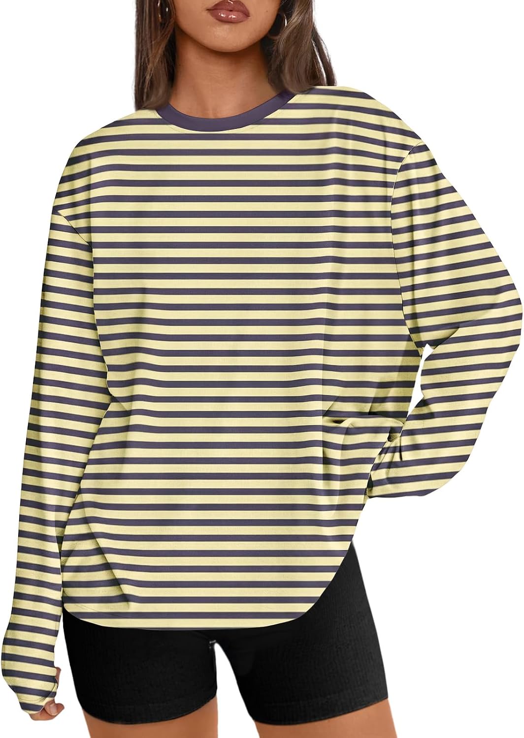 Trendy Queen Womens Oversized Long Sleeve Shirts Fall Tops 2026 Basic Tee