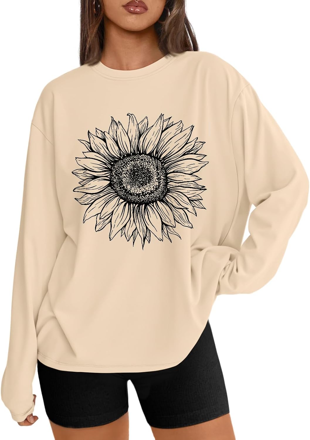 Trendy Queen Womens Oversized Long Sleeve Shirts Fall Tops 2026 Basic Tee