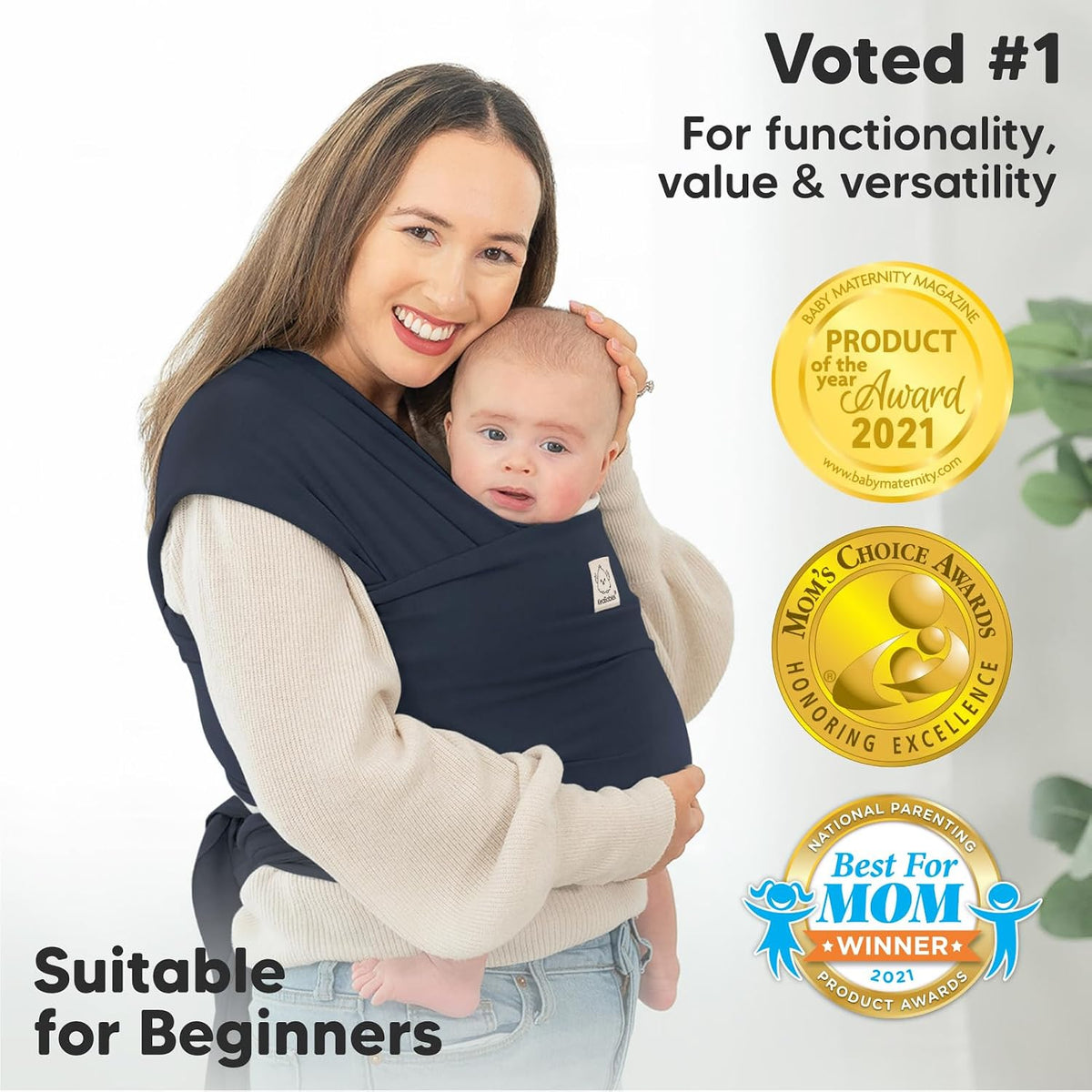 KeaBabies Baby Wrap Carrier, All in 1 Original Baby Carrier, Trendy Black