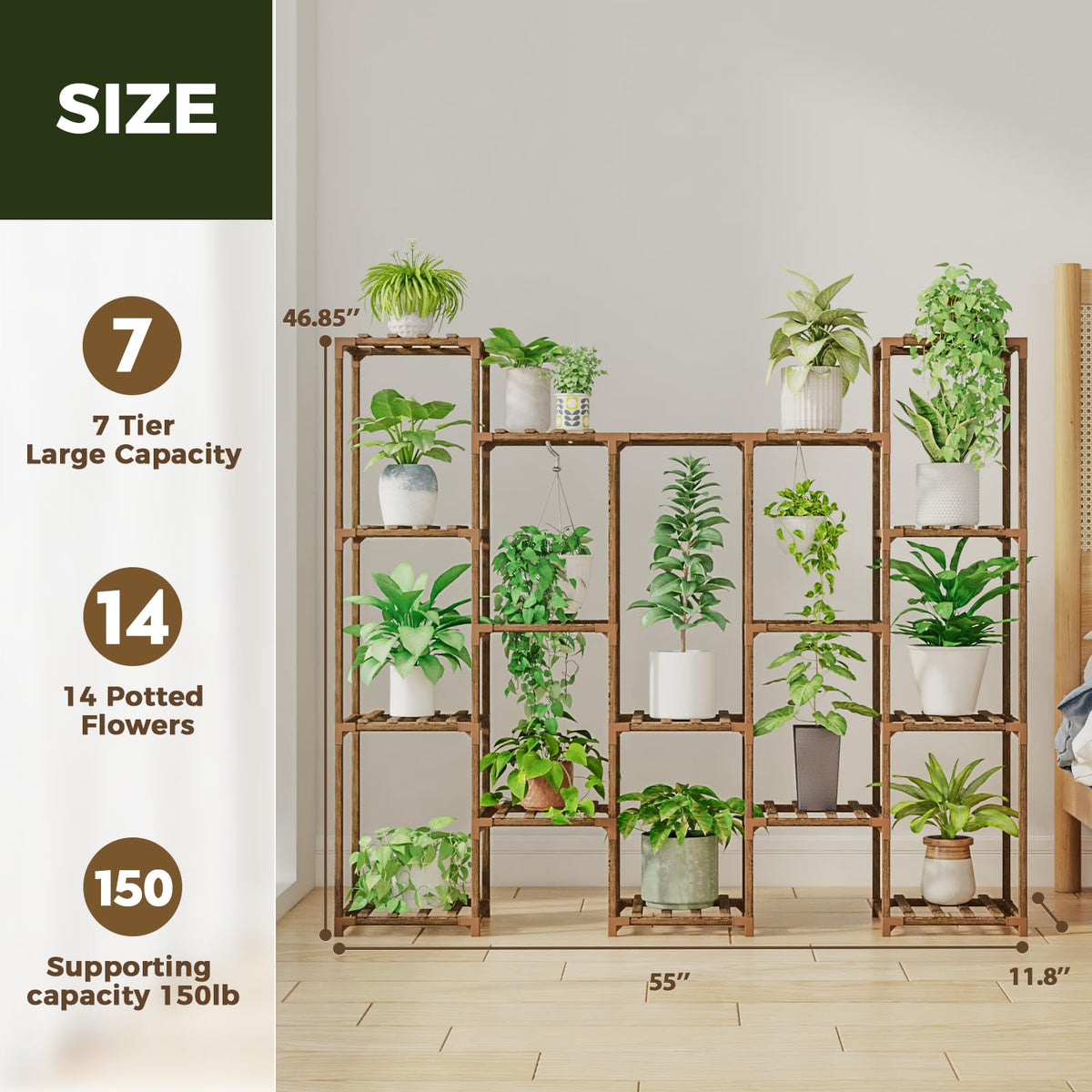Bamworld Plant Stand Indoor with Flower Fairy Lights Battery Plant Shelf Father Jim Norris notebooks