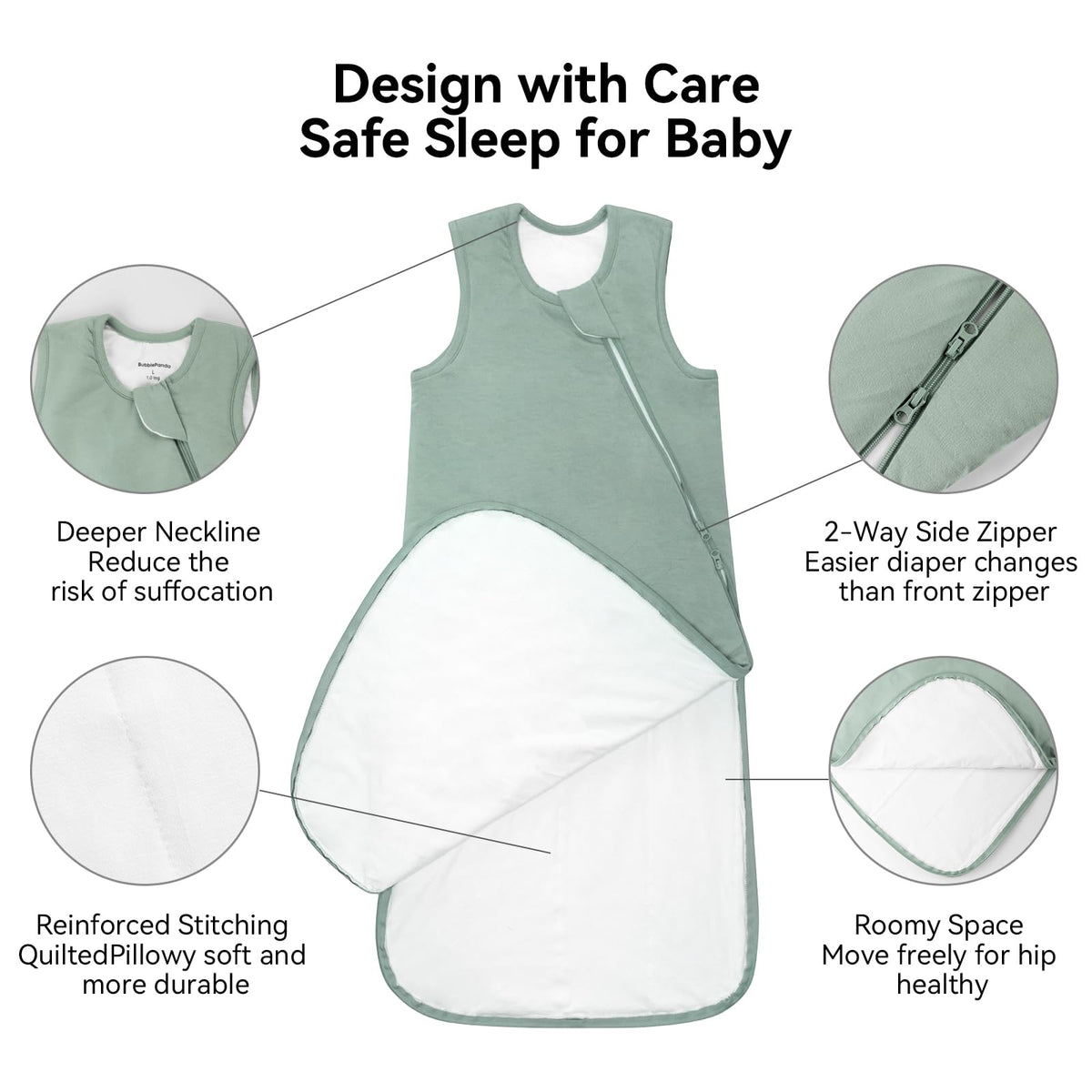 BubblePanda Rayon Made from Bamboo Sleep Sack 6-12 Months 1.0 Tog Baby