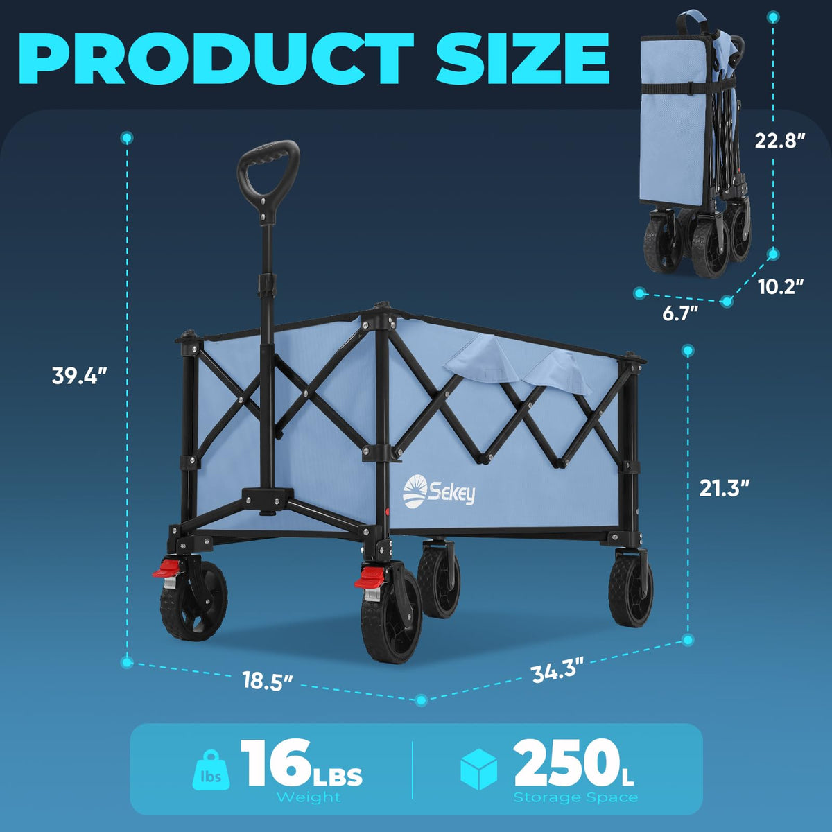 Sekey Lightweight Collapsible Wagon, 220 lb Capacity, Quick-Fold Cart Father Jim Norris notebooks
