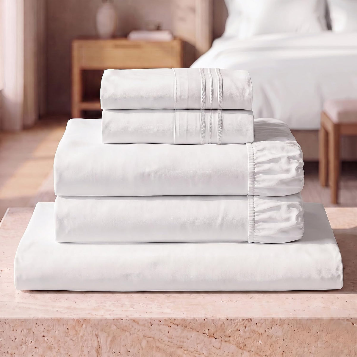 Mellanni Iconic 3-Piece Bed Sheet Set, 16" Deep Pocket (Twin, White)