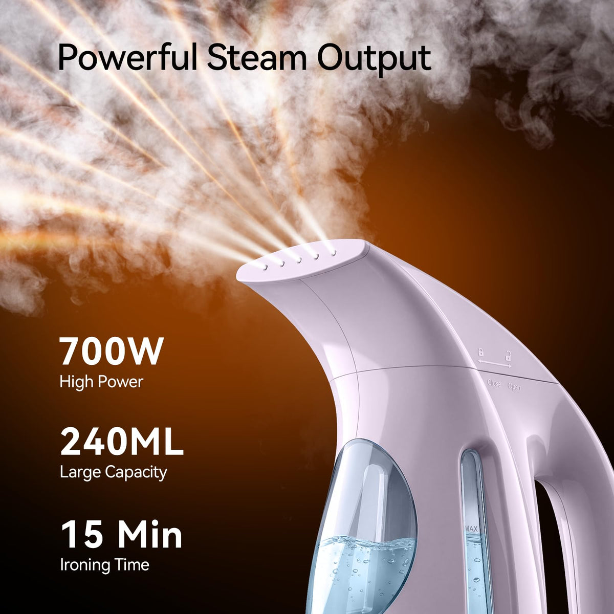 HiLIFE Steamer for Clothes, Portable Handheld Clothing Steamer, 240ml Big Capacity, 700W, Strong Power, Fabric Quick Wrinkle Remover with Brush for Home, Office(ONLY 120V)(Ink Black)