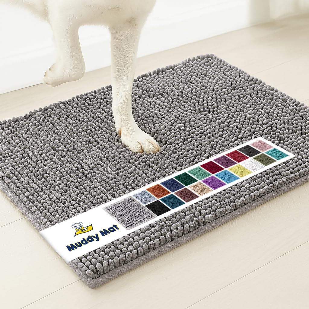 Muddy Mat® | Super Water Absorbent Door Mat Indoor, Microfiber Quick Dry Chenille Entryway Rug, Slip Resistant Front Door Mat, Indoor Mats for Entryway, Machine Washable Pet Rug, Grey 28"x18" Father Jim Norris notebooks