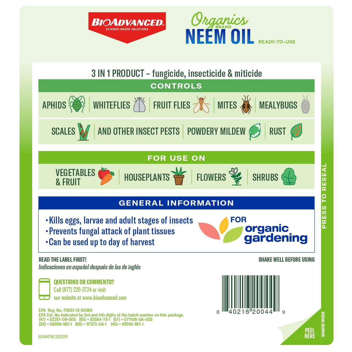 BioAdvanced Organics Brand Neem Oil Spray - 24 fl oz Father Jim Norris notebooks