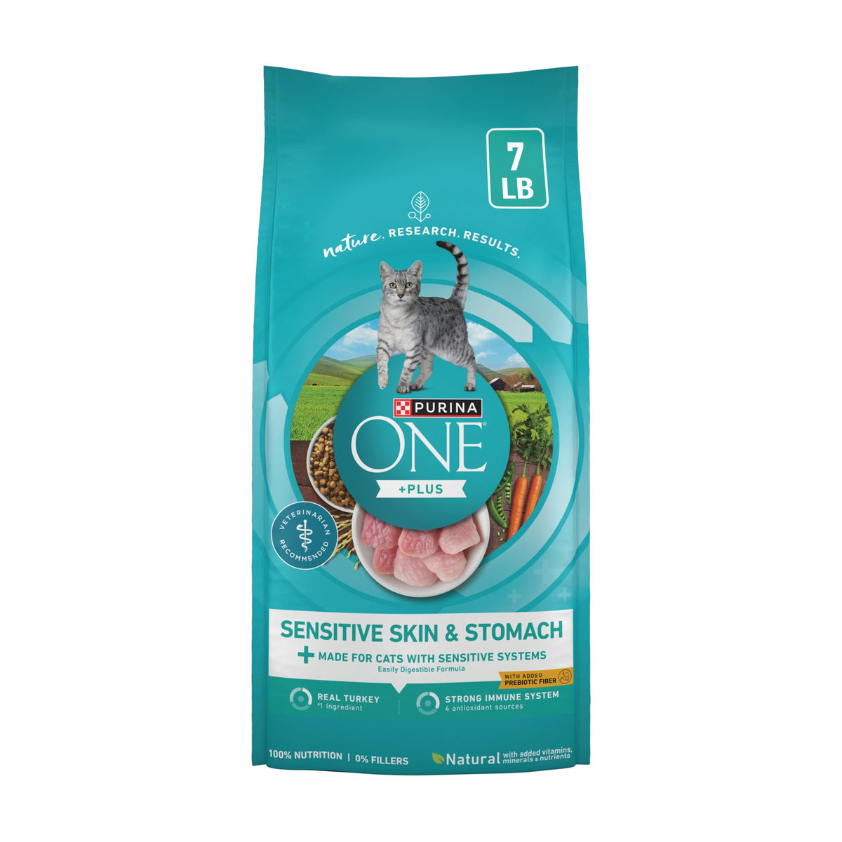 Purina ONE Sensitive Skin and Stomach Dry Cat Food 16 lb Bag