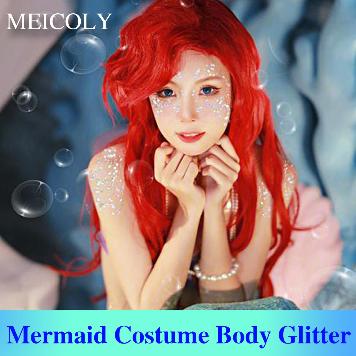 Clear White Face Body Glitter Gel, Halloween Mermaid Fairy Hair Glitter Makeup for Kids