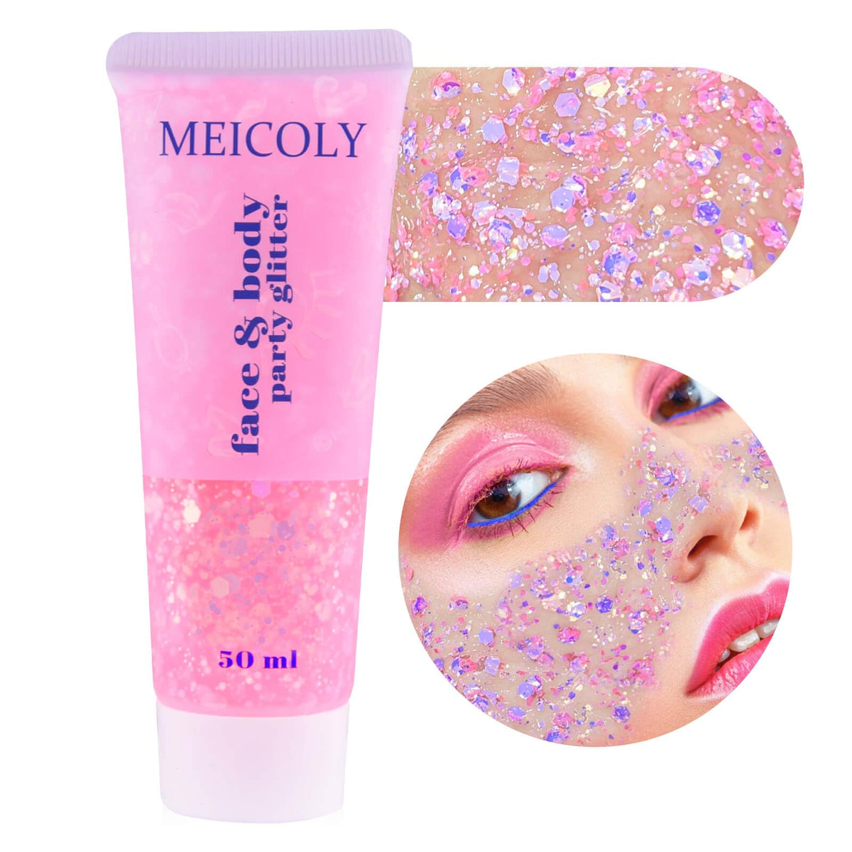 Clear White Face Body Glitter Gel, Halloween Mermaid Fairy Hair Glitter Makeup for Kids