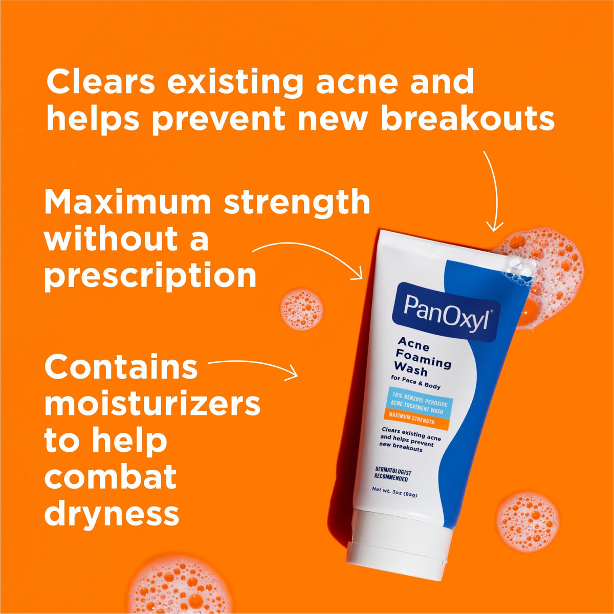 PanOxyl Acne Foaming Wash, 10% Benzoyl Peroxide, For Face & Body, 5.5 oz