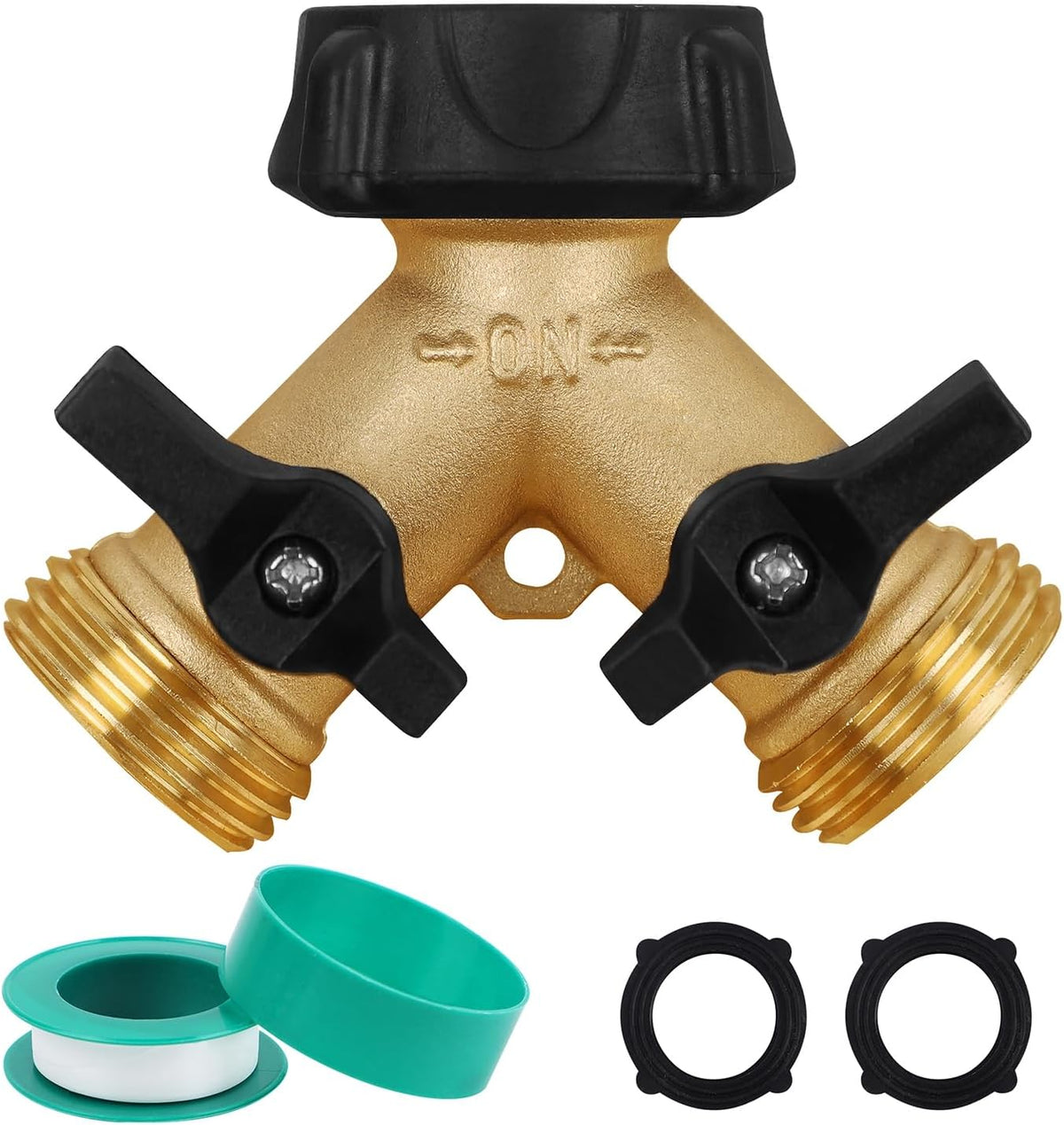 Biswing Garden Hose Splitter 2 Way, Heavy Duty Brass Connector Tap Splitter, Y Splitter 2 Valves with 2 Extra Rubber Washers Father Jim Norris notebooks
