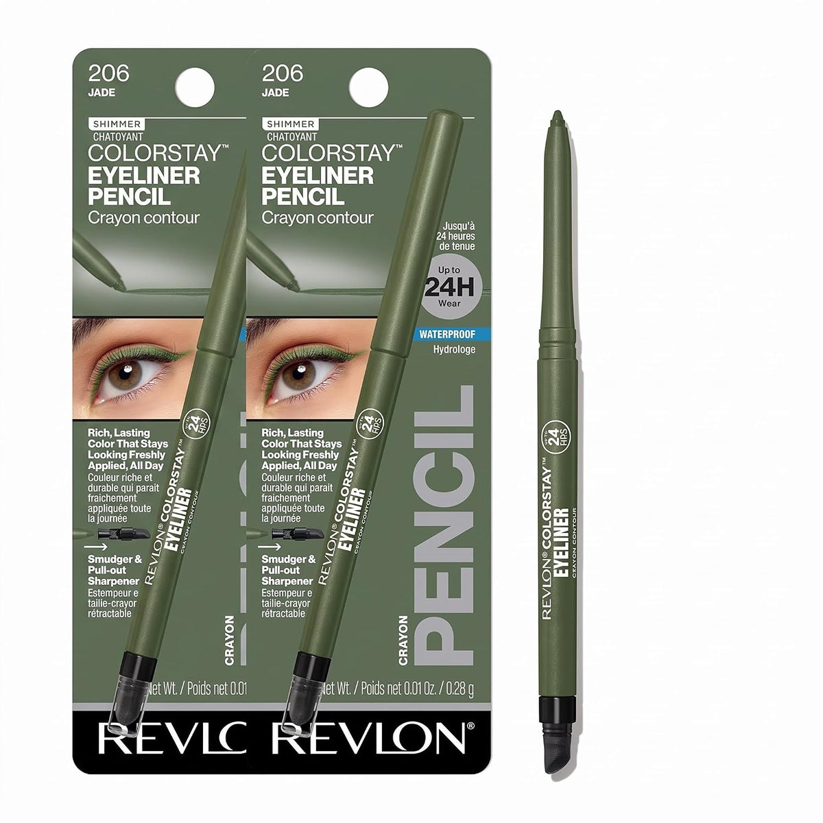 REVLON ColorStay Pencil Waterproof Eyeliner, 204 Charcoal, 0.01 oz