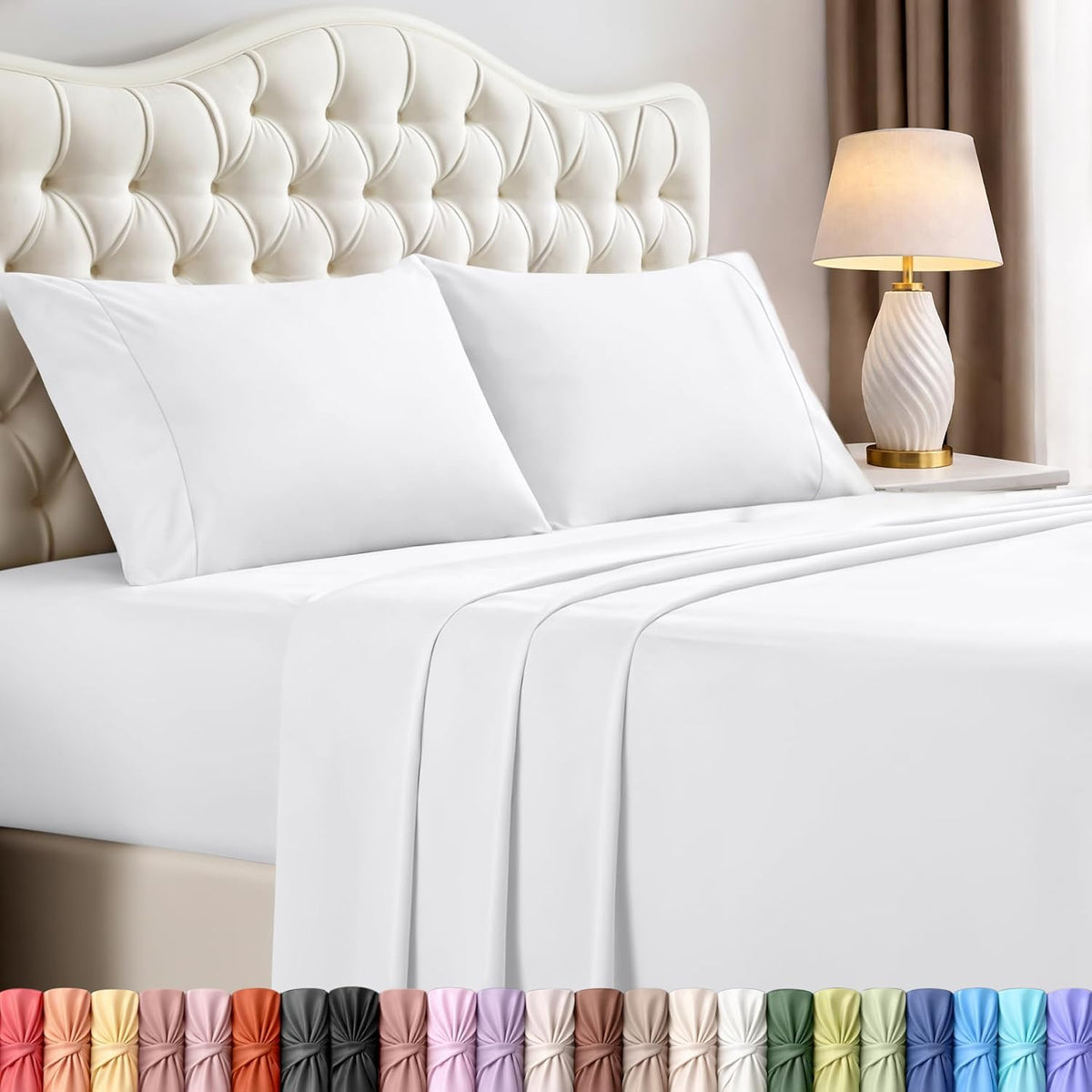 Queen Sheets Set, 4 Pieces 16" Deep Pocket Hotel Luxury Bed Sheets, Grey