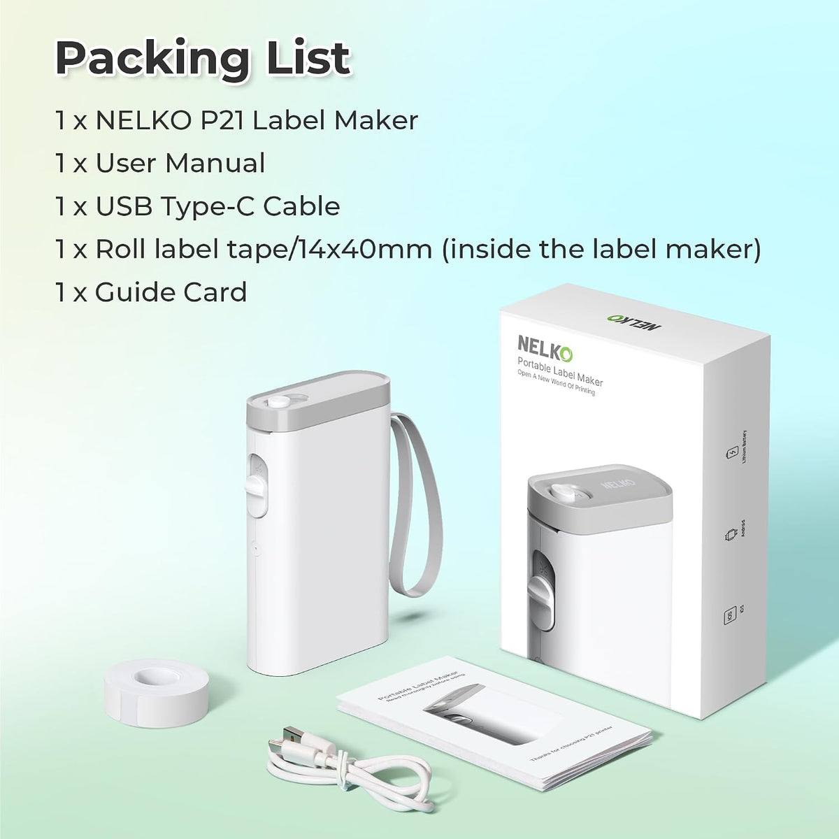 Nelko P21 Label Maker Machine with Tape, Bluetooth Label Printer, White Father Jim Norris notebooks