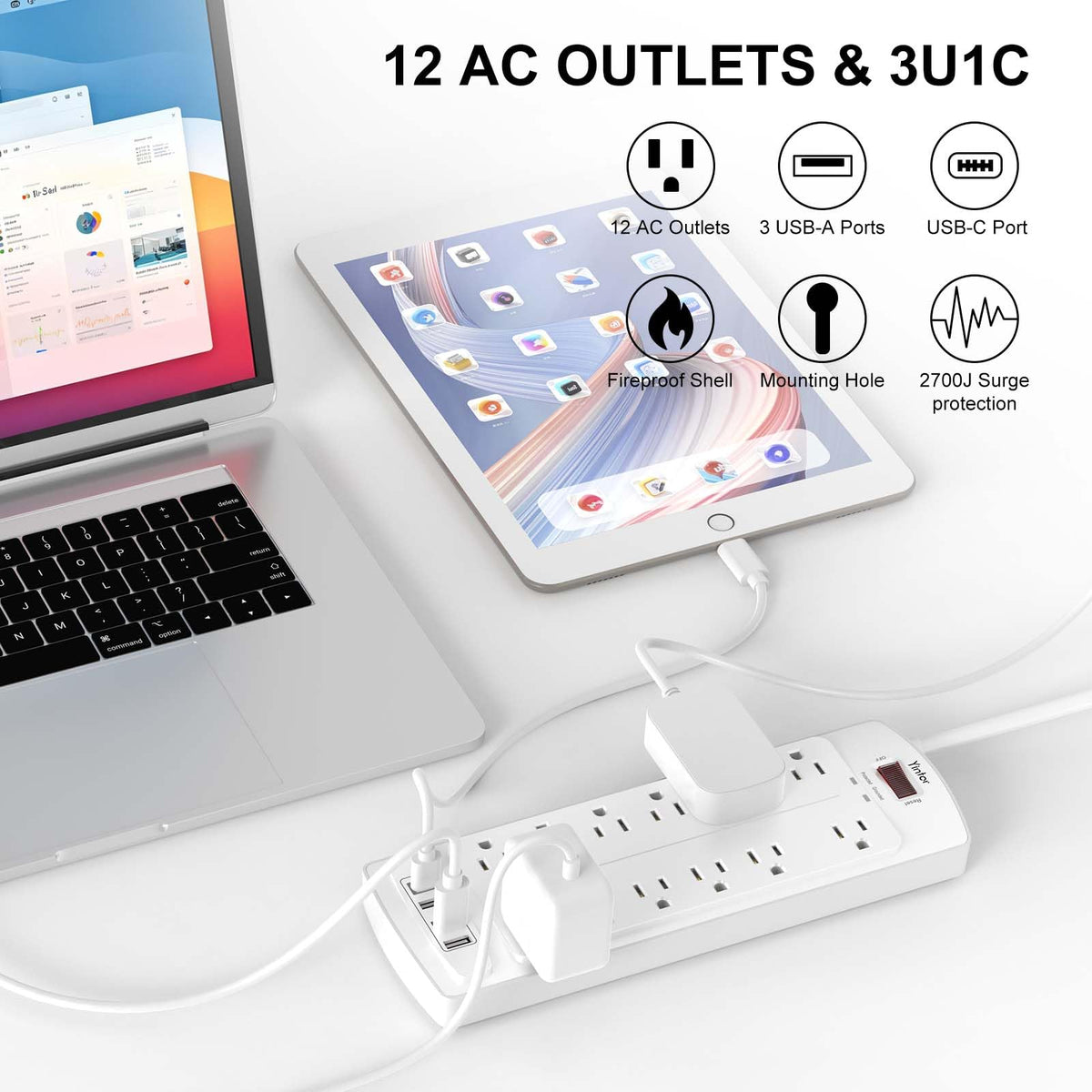Yintar 6Ft Surge Protector Power Strip with 6 Outlets & 3 USB Ports, Black Father Jim Norris notebooks