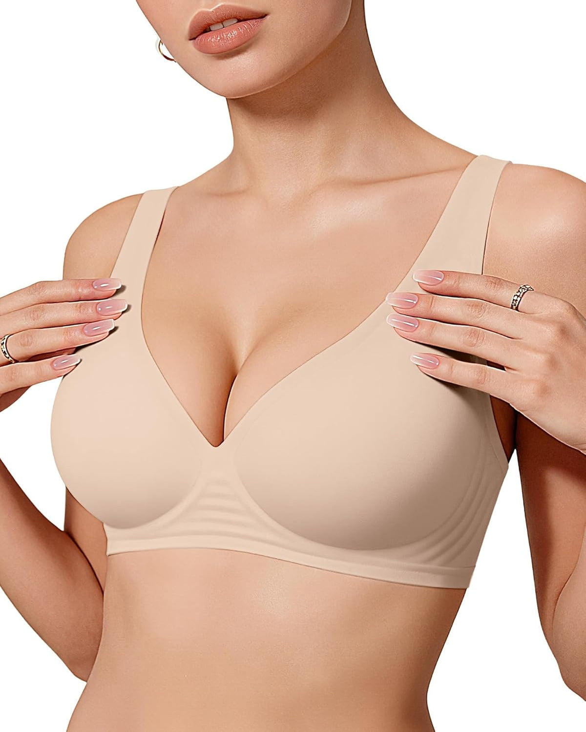 OEAK Womens Jelly Bras Wireless Deep V Bralette Comfy Push Up Tshirt Bras Father Jim Norris notebooks