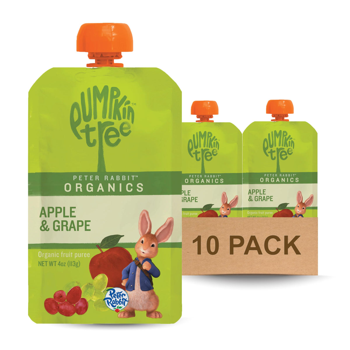 Pumpkin Tree Peter Rabbit Organics Strawberry and Banana Pure Fruit Snack, 4 Ounce (Pack of 10)