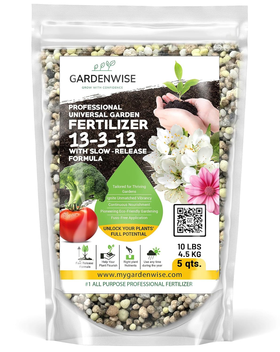GARDENWISE 6-3-0 All-Purpose Professional Eco-Friendly Slow-Release Nitrogen Fertilizer with Iron & Calcium,Non-Burning, Enhances Soil Structure,for Indoor&Outdoor Plants,Vegetable Gardens (2 QUARTS) Father Jim Norris notebooks