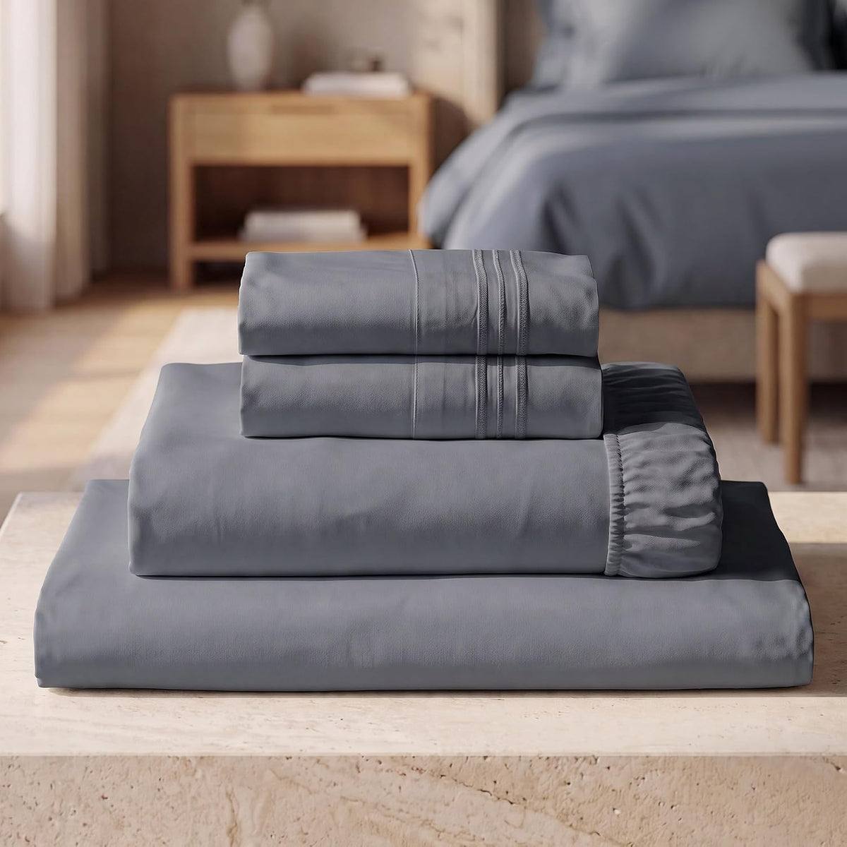 Mellanni Iconic 3-Piece Bed Sheet Set, 16" Deep Pocket (Twin, White)