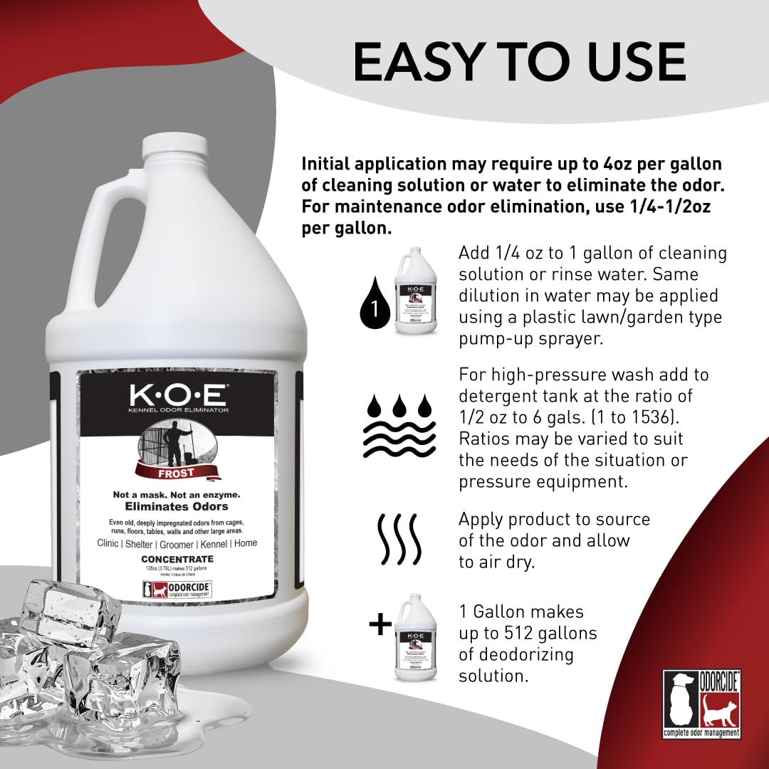 Odorcide K.O.E Kennel Odor Eliminator Concentrate, Fresh Scent, 16 oz - Non-Enzymatic Formula for Cages, Runs, Home and Kennel Use
