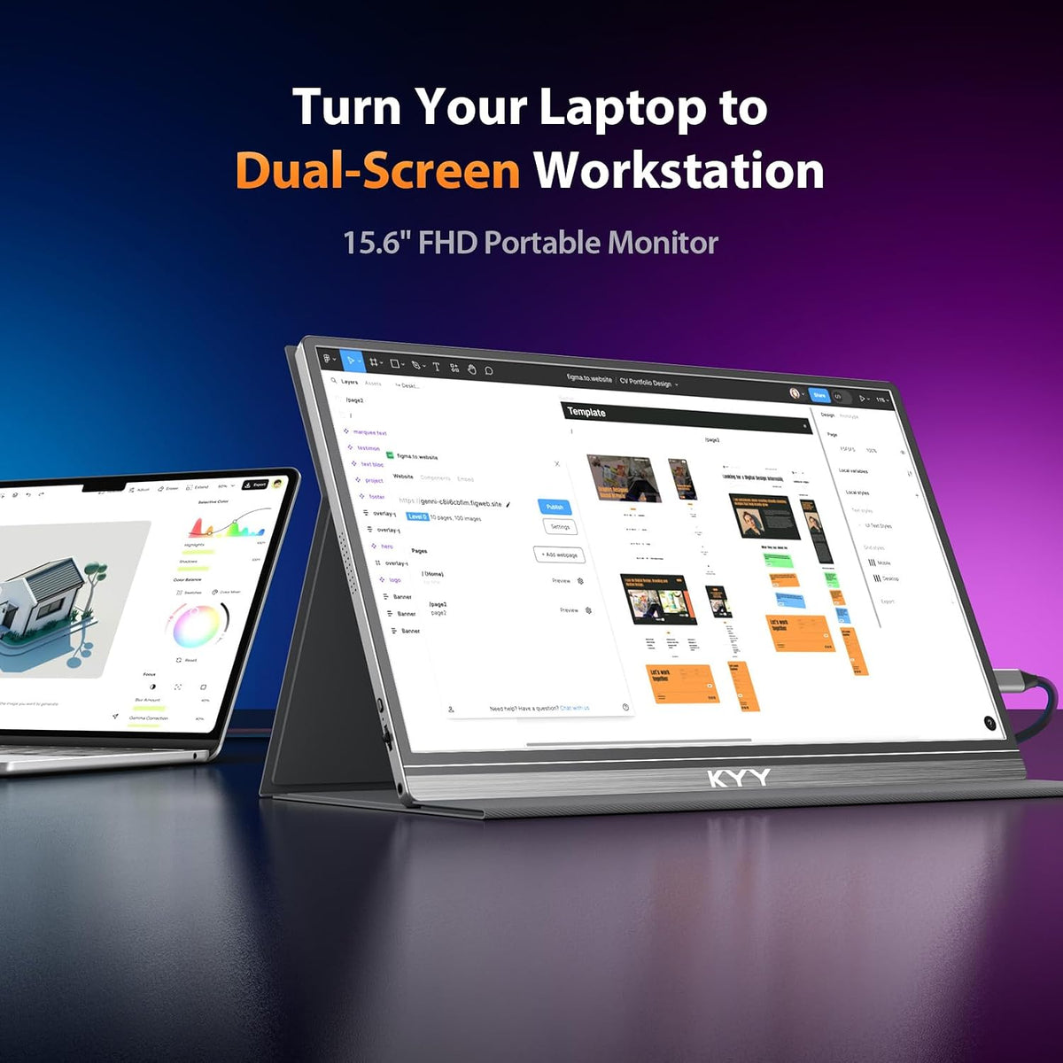 KYY Portable Monitor 15.6" 1080P Computer Monitor Screen Extender w/Cover Father Jim Norris notebooks