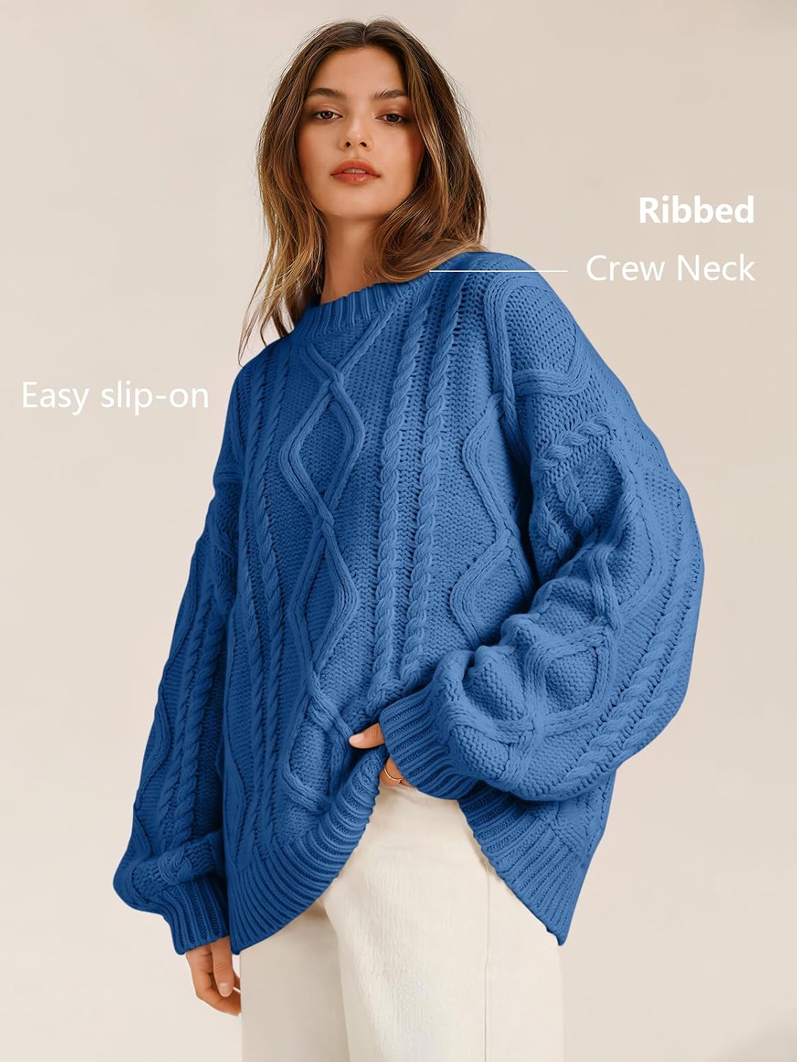 Trendy Queen Women's Oversized Cable Knit Sweaters 2026 Fall Outfits