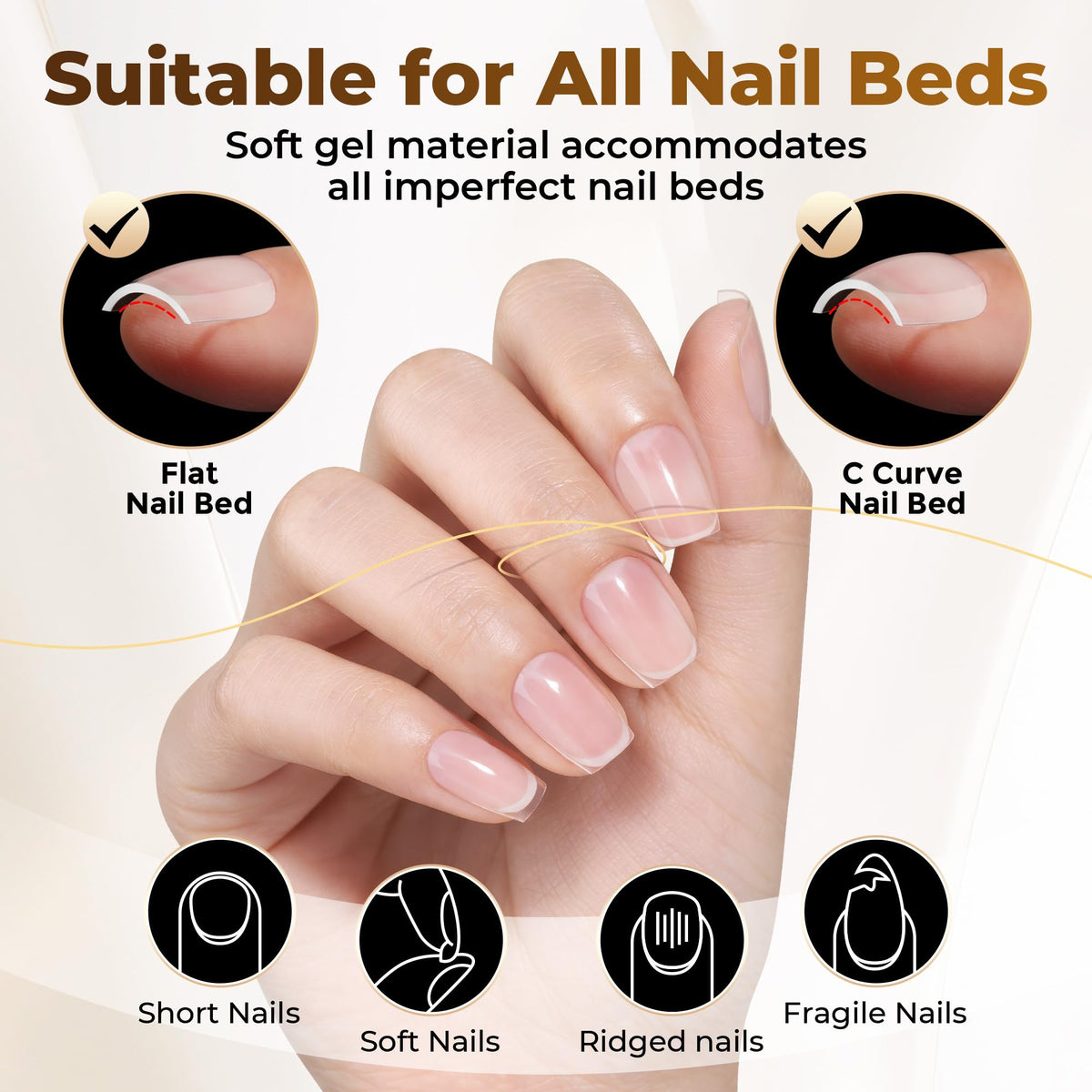 UNA GELLA Short Almond Nail Tips 504PCS Short Fake Nails Soft Press Ons