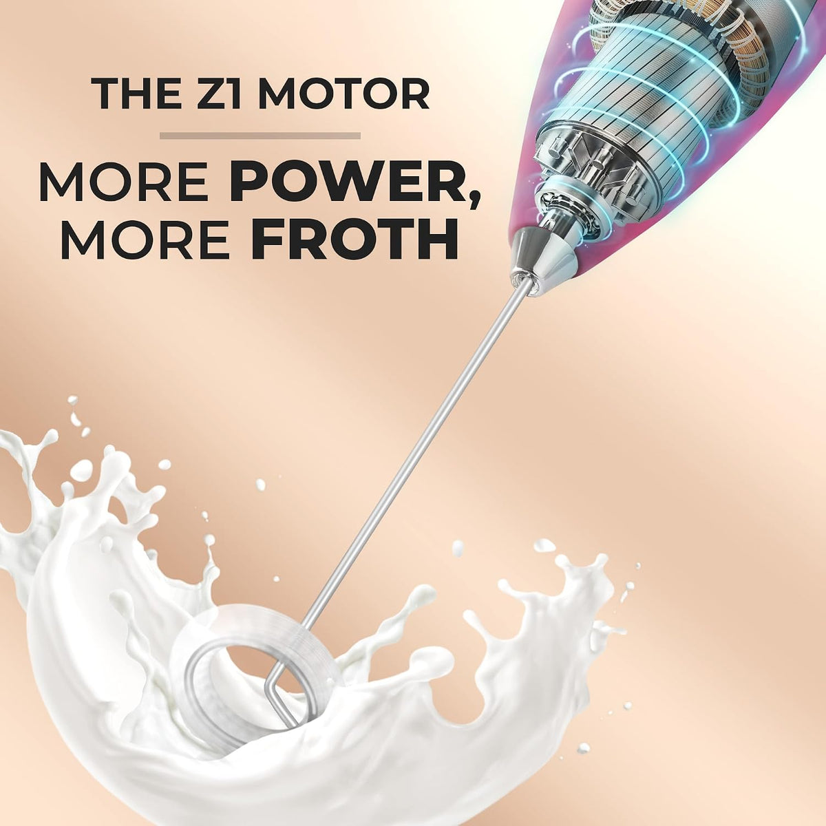 Zulay Kitchen Powerful Milk Frother Wand With Duracell Batteries - Ultra Fast Handheld Drink Mixer - Electric Whisk Foam Maker for Coffee, Lattes, Cappuccino & Matcha - Triple Whisk - Queen Turquoise