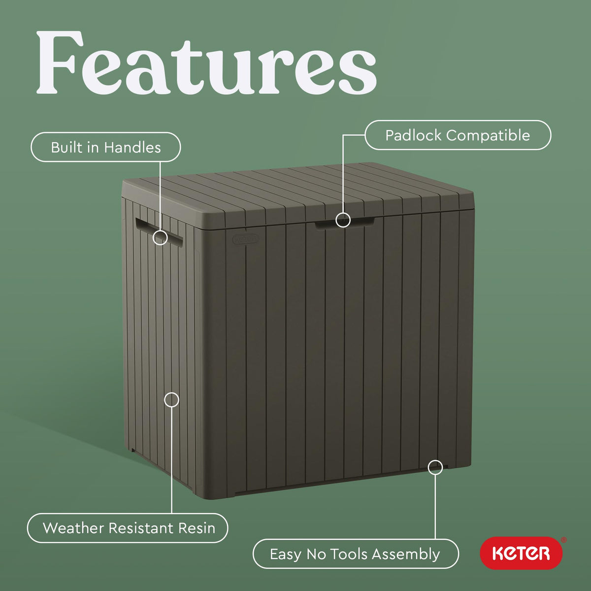 Keter City 30 Gal Outdoor Storage Box and Patio Side Table Father Jim Norris notebooks